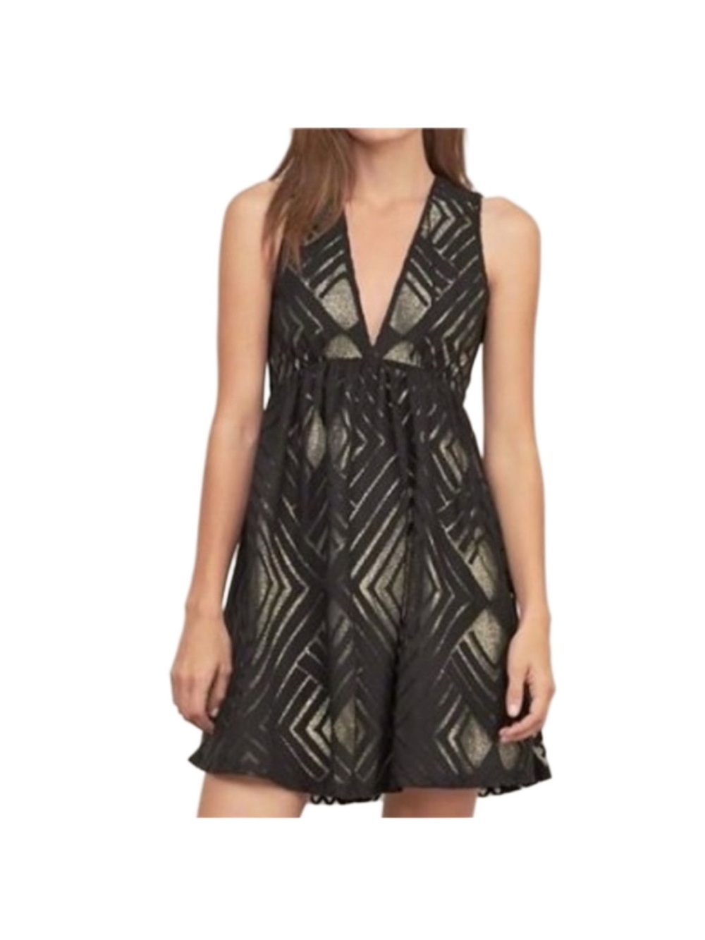 Abercrombie & Fitch Black/Gold Geometric Mini Dress